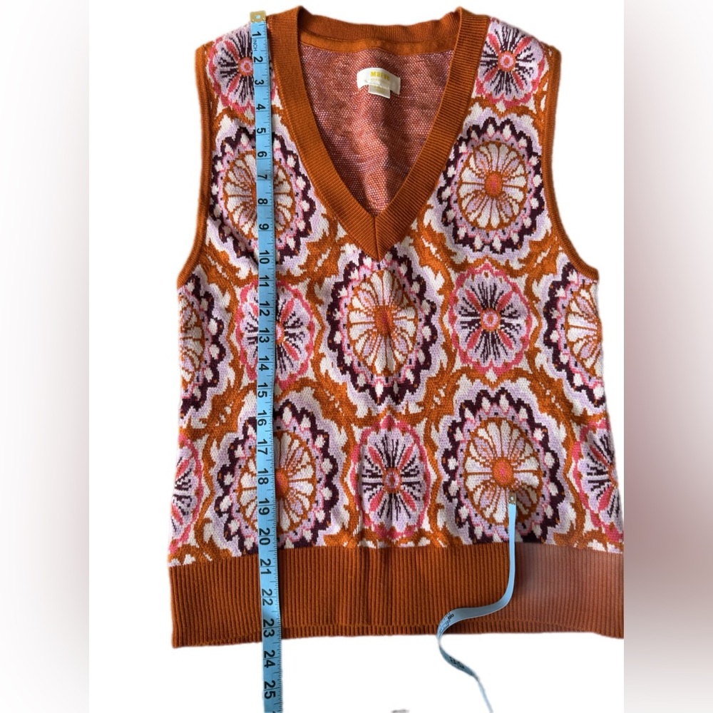 Maeve by Anthropologie Jacquard Sweater Vest Honey size small - Picture 11 of 16